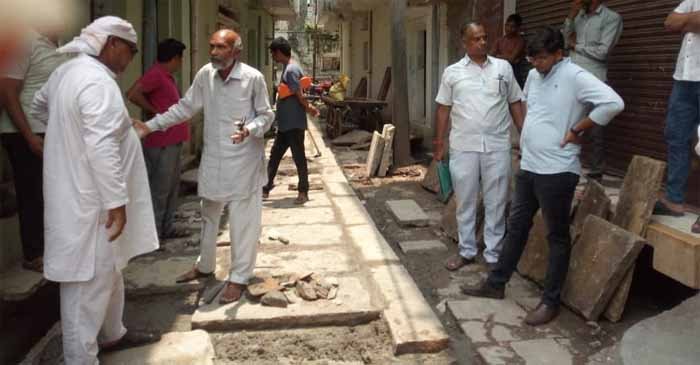 घटिया निर्माण पर पार्षद ने उठाए सवाल. गुणवत्ताहीन कार्य हम नहीं होने देगे