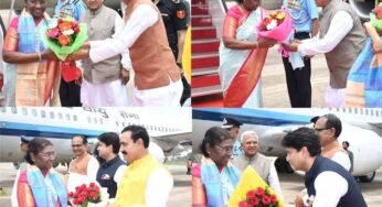 राष्ट्रपति द्रोपदी मुर्मु का ग्वालियर विमानतल पर आत्मीय स्वागत