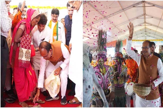 मुख्यमंत्री चौहान सेवढ़ा में जनदर्शन पोहरी और चरण पादुका कार्यक्रम में शाम‍िल हुए
