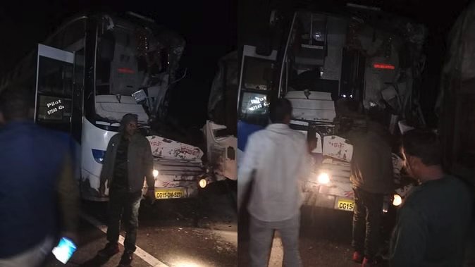 CG : खड़ी ट्रक से टकराई बस, 20 से ज्यादा यात्री घायल…