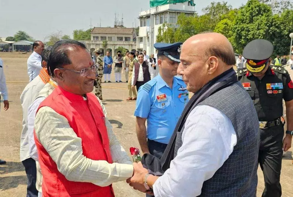 CG : फोटो, केंद्रीय रक्षा मंत्री राजनाथ सिंह रायपुर में