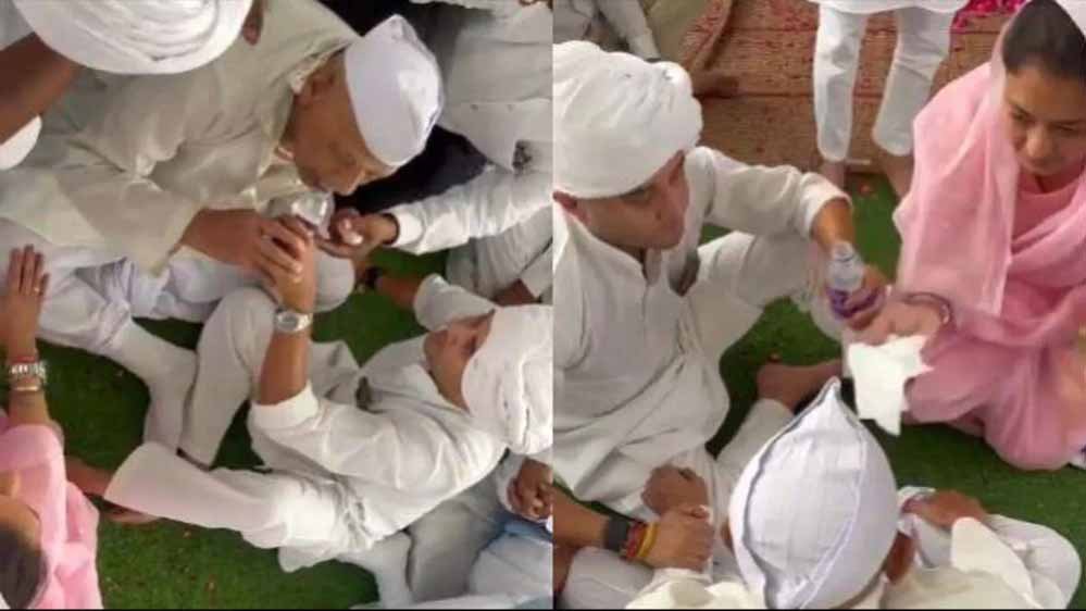 जब बुजुर्ग को आया चक्कर, जमीन पर बैठ सेवा में जुट गए सिंधिया