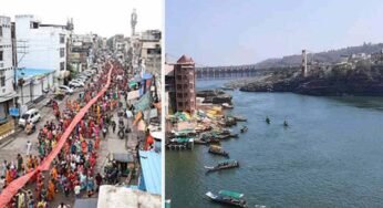 1101 फीट की चुनरी मां नर्मदा की , हजारों महिलाओं ने थामी, ढंक गई पूरी सड़क