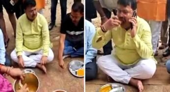 स्कूल का निरीक्षण करने पहुंचे मंत्री तोमर, बच्चों के साथ बैठकर किया भोजन