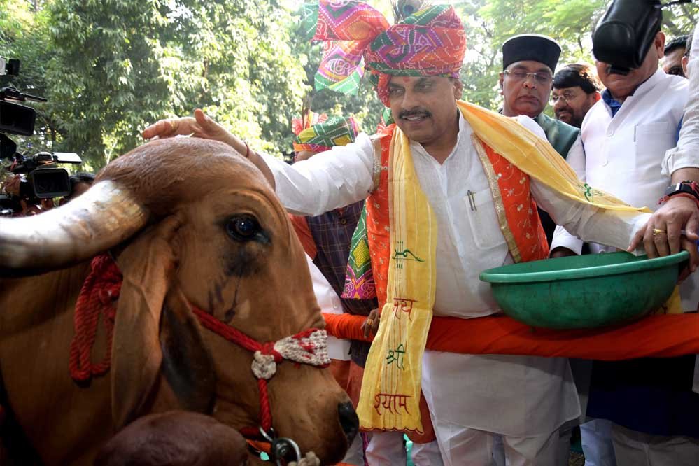 भोपाल :रवींद्र भवन में हुआ राज्यस्तरीय गोवर्धन पूजा कार्यक्रम, मुख्यमंत्री ने विधि-विधानपूर्वक गोवर्धन की पूजा