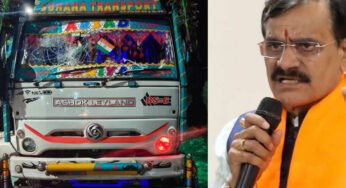 बाल-बाल बचे प्रदेश अध्यक्ष शर्मा काफिले को ट्रक ने मारी टक्कर, 8 पुलिस वाहन क्षतिग्रस्त