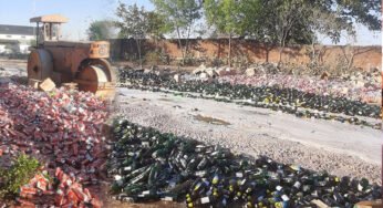 आबकारी विभाग ने 1.81 करोड़ की शराब पर चला का रोड रोलर, 4800 पेटी शराब और बीयर को किया नष्ट