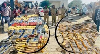 शराबबंदी वाले उज्जैन में गरजा बुलडोजर, शराबबंदी के बाद पहली बार उज्जैन में 50 लाख रुपए की शराब को नष्ट किया गया