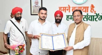 रायपुर : मुख्यमंत्री विष्णु देव साय से राष्ट्रपति सम्मान से सम्मानित देवाशीष और मनतृप्त कौर ने की सौजन्य मुलाकात