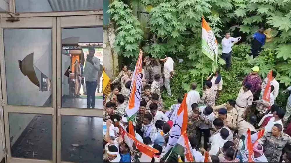 सर्किट हाउस मारपीट विवाद: कांग्रेस ने घेरा मंत्री कश्यप का दफ्तर, महिला पुलिसकर्मी घायल