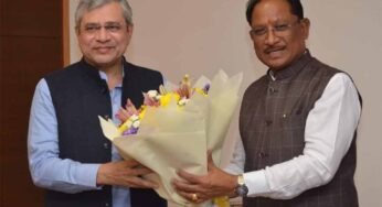 मुख्यमंत्री विष्णुदेव साय ने केंद्रीय रेल मंत्री अश्विनी वैष्णव से की सौजन्य मुलाकात