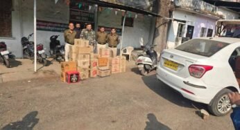 भोपाल की पॉश कॉलोनी में बड़ी कार्रवाई: साढ़े तीन लाख की अंग्रेजी शराब जब्त, तस्कर कार छोड़ कर फरार