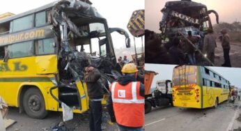 तेज रफ्तार बस ने मचाया कहर, खड़े ट्रेलर से टक्कर में 12 घायल, 5 की हालत नाजुक