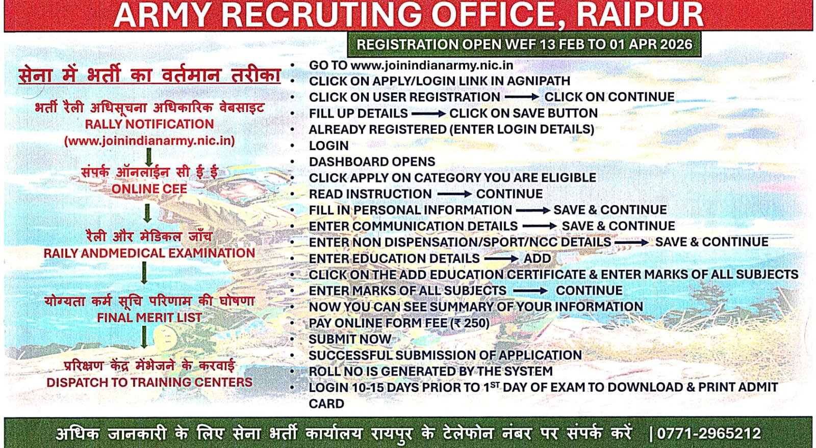 मोहला : अग्निवीर भर्तीः आवेदन प्रक्रिया जारी, 1 अप्रैल अंतिम तिथि