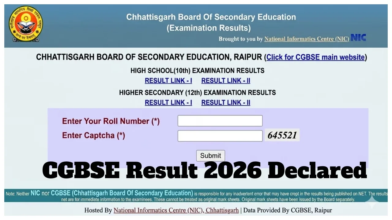 CG Board Result 2026 LIVE: 10वीं-12वीं रिजल्ट आज जारी, ऐसे करें सबसे पहले चेक