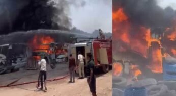 इंदौर में अवैध पार्किंग हादसा: वेल्डिंग के दौरान 5 बसें जलीं, 4 धमाके, गैस सिलेंडर भी फटा