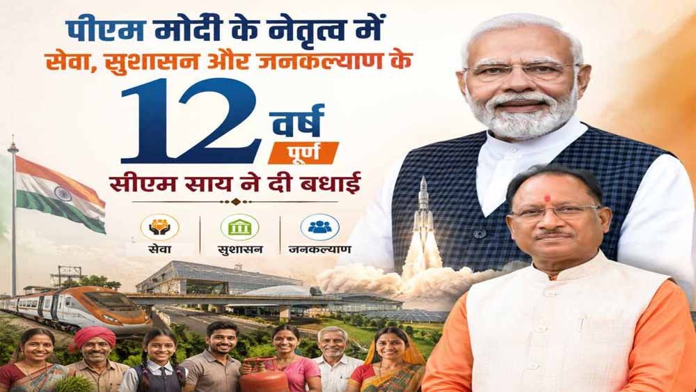 PM मोदी के 12 साल पूरे होने पर CM साय ने दी बधाई, विकास को बताया नई रफ्तार