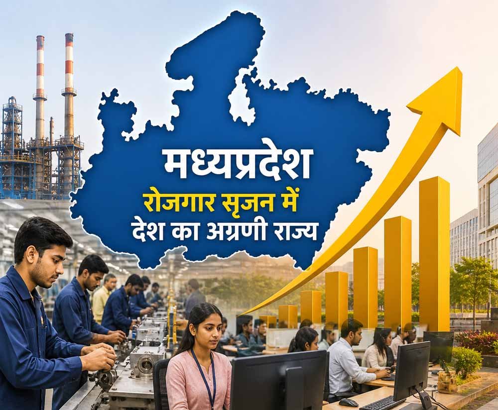इन्वेस्ट इंडिया के आंकड़ों में मध्यप्रदेश रोजगार सृजन में देश का अग्रणी राज्य