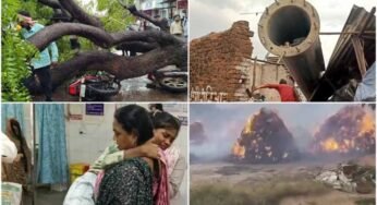 शिवपुरी में आंधी का कहर: प्ले ग्राउंड की बाउंड्री गिरी, 5 दबे, छत से गिरीं महिला व युवती