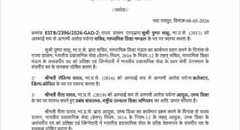 पुष्पा साहू बनीं माध्यमिक शिक्षा मंडल की सचिव, रोक्तिमा यादव को कोरिया कलेक्टर की कमान