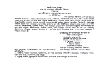 CG : राज्य सरकार ने IFS अरूण पांडे को प्रधान मुख्य वन संरक्षक नियुक्त किया …