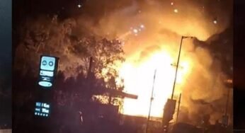 बैरागढ़ रोड पर पटाखा दुकान में भीषण आग, धमाकों से दहला इलाका; 70 फीट तक उठीं लपटें