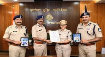 डीजीपी कैलाश मकवाणा से किलिमंजारो फतह करने वाली निरीक्षक मती दीपिका गौतम ने सौजन्य भेंट की