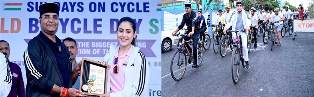टीटी नगर स्टेडियम से गूंजा फिट इंडिया का संदेश मंत्री सारंग ने किया साइकिल रैली का शुभारंभ
