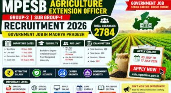 MPESB Recruitment 2026: कृषि विस्तार अधिकारी के 2784 पदों पर आवेदन शुरू, ग्रेजुएट उम्मीदवार तुरंत करें अप्लाई