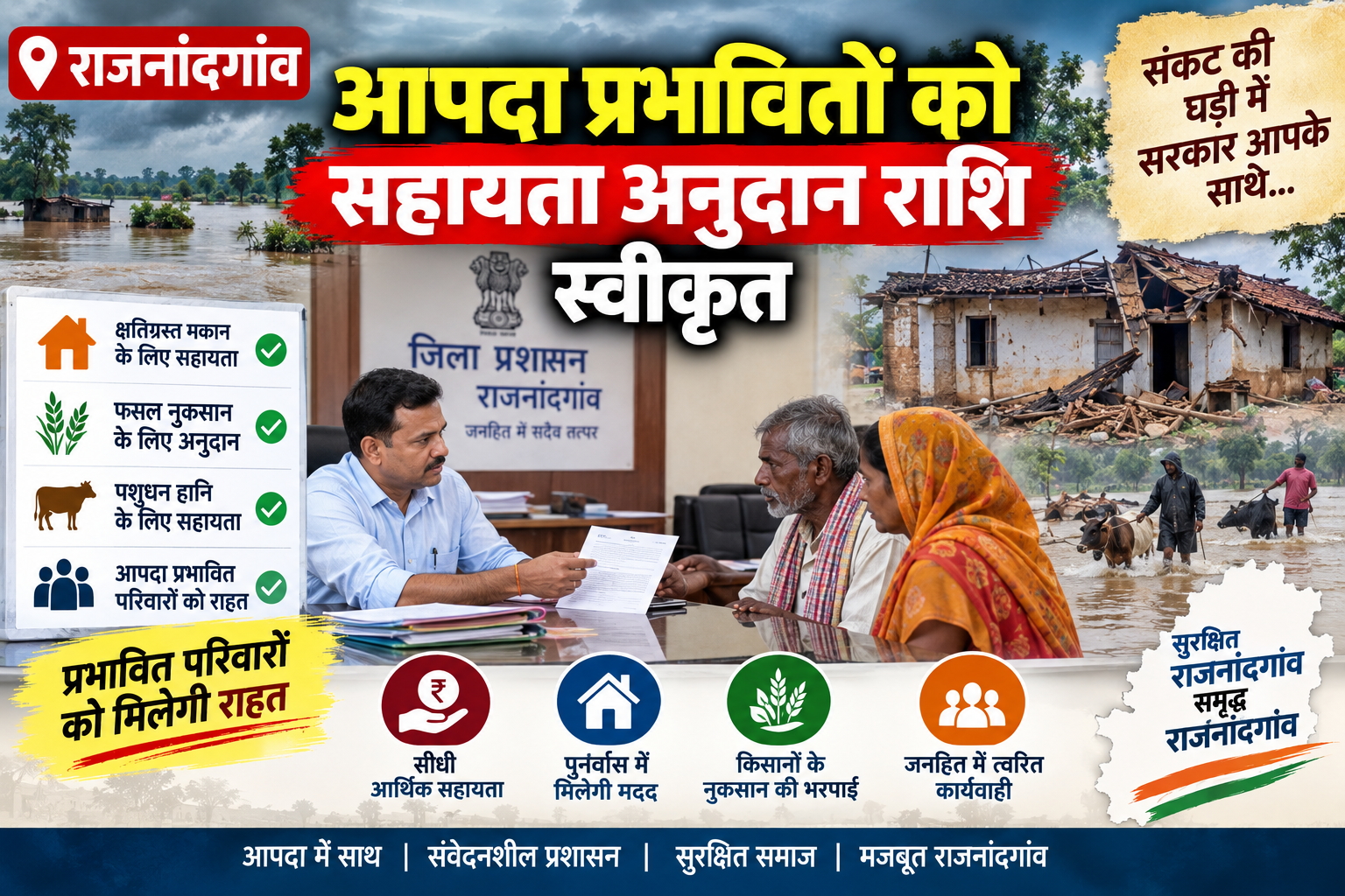 राजनांदगांव : आपदा प्रभावितों को सहायता अनुदान राशि स्वीकृत …