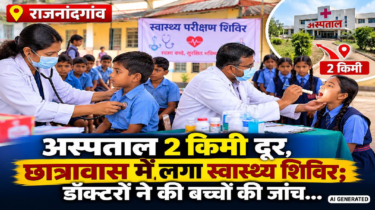 राजनांदगांव : अस्पताल 2 किमी दूर, छात्रावास में लगा स्वास्थ्य शिविर; डॉक्टरों ने की बच्चों की जांच...